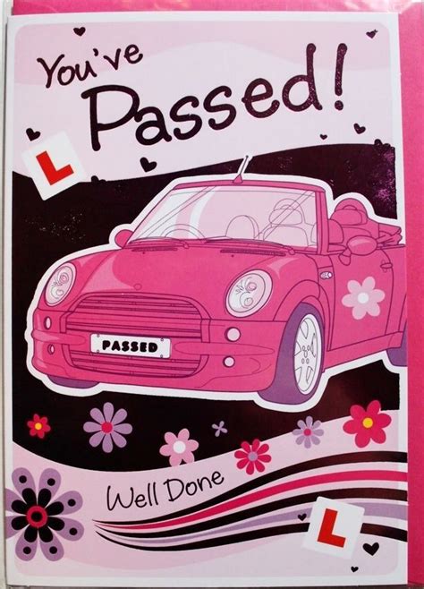 personalised congratulations on passing your driving test card pink mini car 01cafe good luck