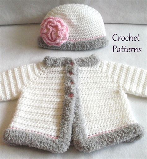 Crochet Pattern Baby Sweater And Hat Patterns The Laura Baby