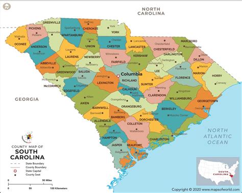 Counties In South Carolina Map Map Vector