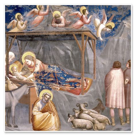 Nativity Birth Of Jesus De Giotto Di Bondone En Poster Tableau Sur Toile Et Plus Posterlounge Fr