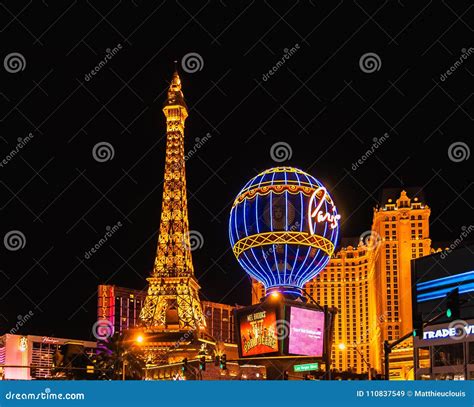 Cityscape Of Las Vegas By Night Editorial Stock Image Image Of Scene