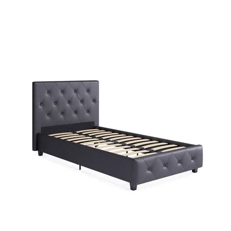 Dhp Dakota Upholstered Platform Bed Twin Size Frame In Gray Faux