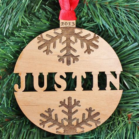 Snowflake Name Ornament Personalized Wood Ornament