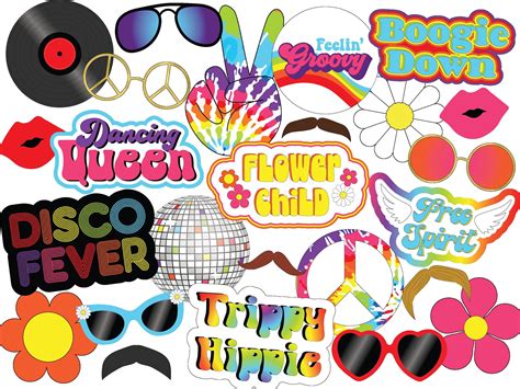 Uneditable 70s Themed Party Photo Booth Props Disco Party Etsy