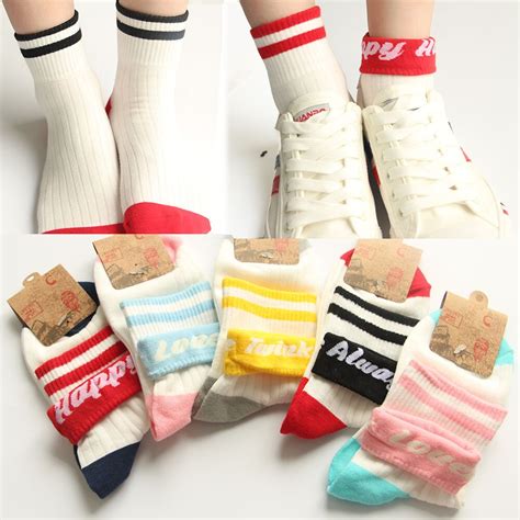 5pairs Lot Women Girls Harajuku College Style Socks Colorful Casual Striped Patterned Sock Cute
