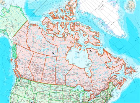 A political map of canada and a large satellite image from landsat. Karte von Kanada mit städten