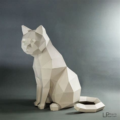 Cat Model Cat Low Poly Cat Sculpture Pet Cat Kit 3d Paper Crafts Paper