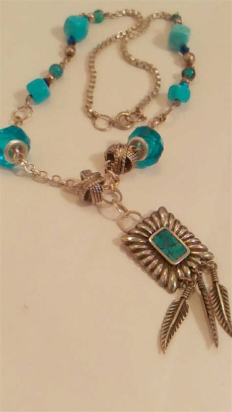 Turquoise Necklace Southwestern Lariat Necklace Sterling Etsy