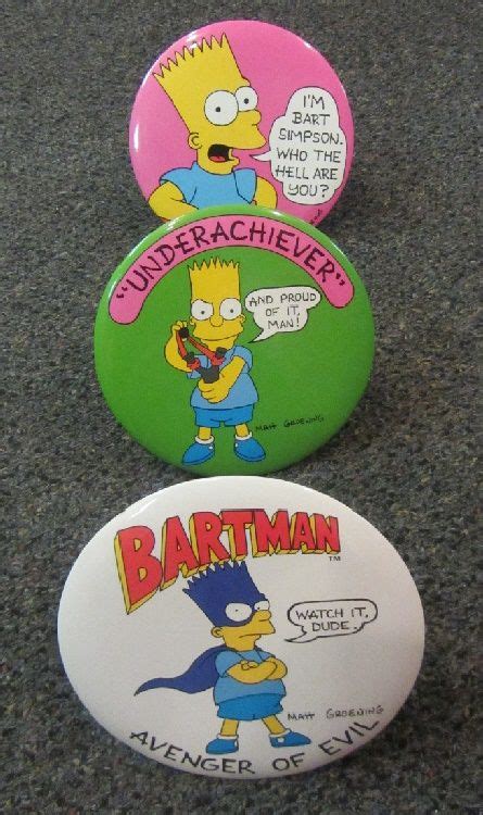 Simpsons Pins Vintage 1980s Bart Simpson Buttons Bart Bart Simpson