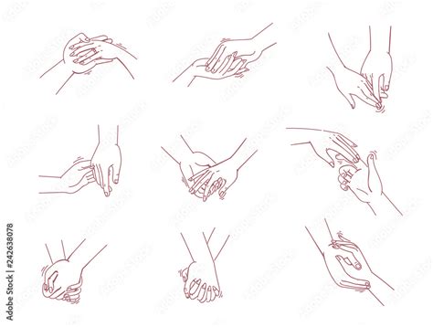 Lovers Hold Hands Love Body Language Concept Doodles On Different