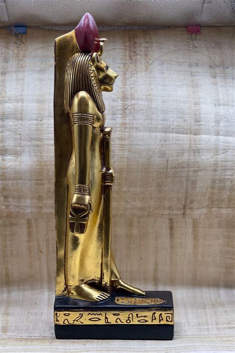 Statue Of Goddess Sekhmet Gold Leaf Standing Large Solid Stone Etsy