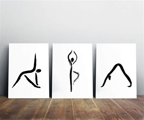 Yoga Poses Art Set Yoga Studio Decor Yoga Art Print Set Of Etsy