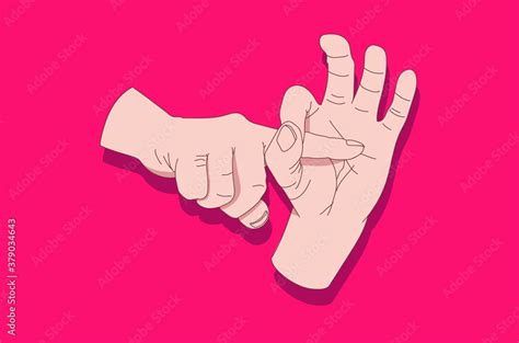 Sexual Hand Gesture Hand And Finger Simulating Intercourse And Sex On Bright Red Background