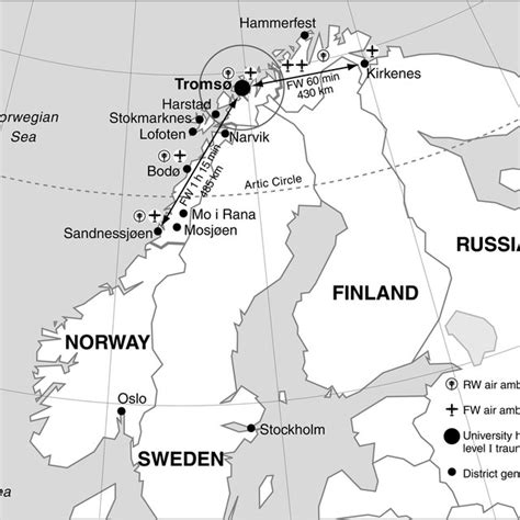 Map Of The Nordic Countries Showing The Location Of The 11 Hospitals