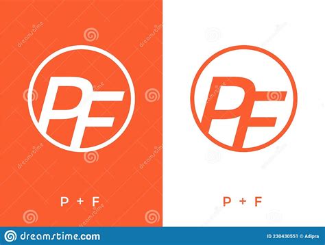 Orange Color Of Pf Initial Letter Stock Vector Illustration Of Emblem