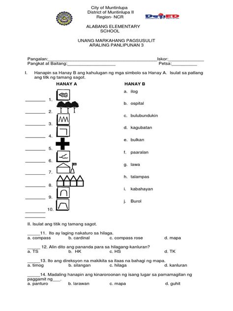 Araling Panlipunan Grade Worksheet