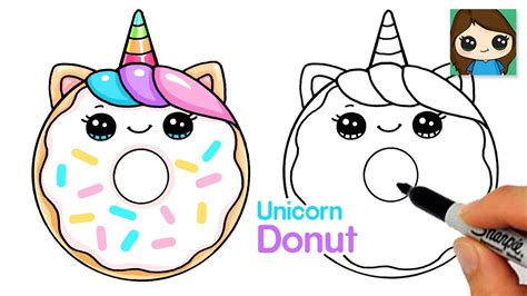 How To Draw A Unicorn Donut Easy Cute Food Art