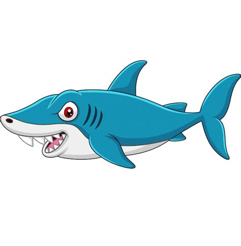 Premium Vector Cartoon Funny Shark Isolated On White Background