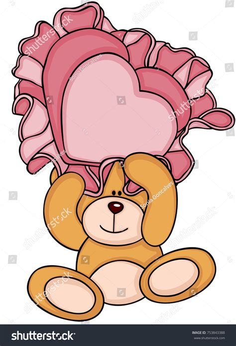 Teddy Bear Holding Heart Shaped Pillow Stock Vector Royalty Free