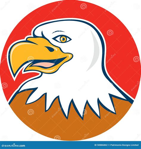 American Bald Eagle Head Smiling Circle Cartoon Royalty Free Stock