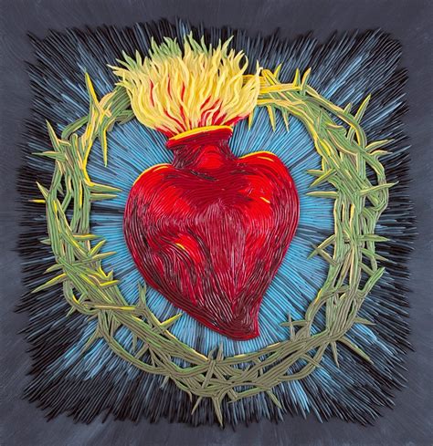 Illustration Of The Christian Sacred Heart Symbol Created With Strands