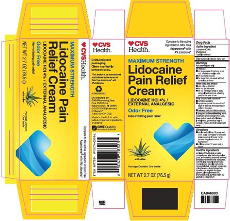 Cvs Health Lidocaine Pain Relief Lidocaine Hcl Cream
