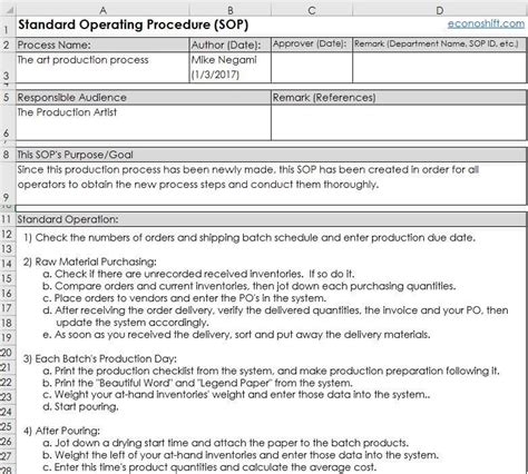 Sop Steps How To Write Standard Operating Proceduresfree Excel
