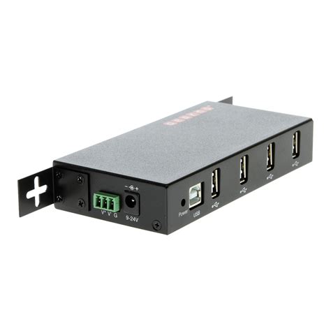 4 Port Usb 20 Rugged Metal Din Rail Mount Hub Wpower Adapter