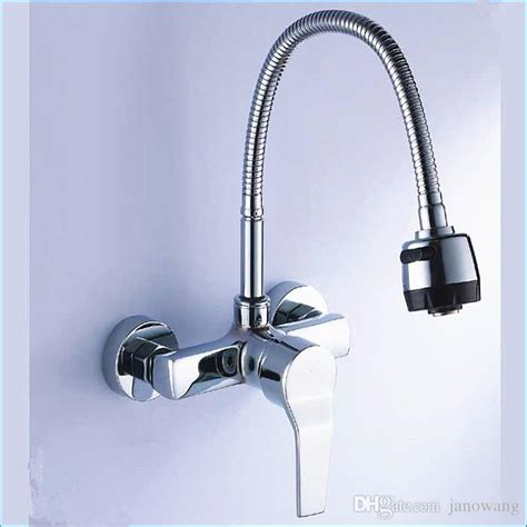 A wall mount kitchen faucet is just as its name describes it to be, a faucet that is installed right on the wall above the sink. 2019 Single Handle Wall Mount Kitchen Faucet With Sprayer ...