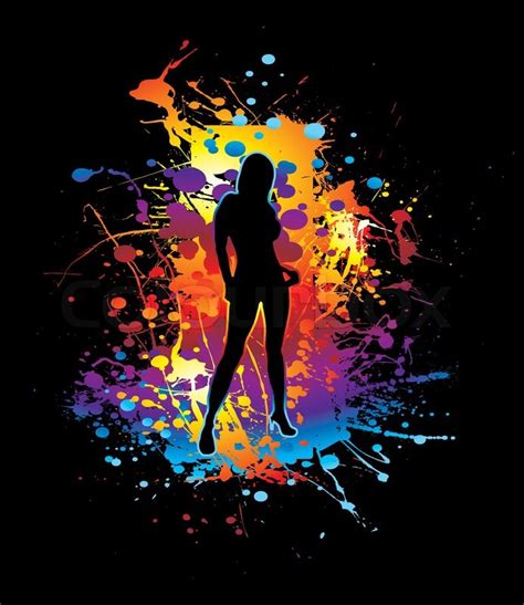 Sexy Female Silhouette On A Ink Splat Stock Vector Colourbox