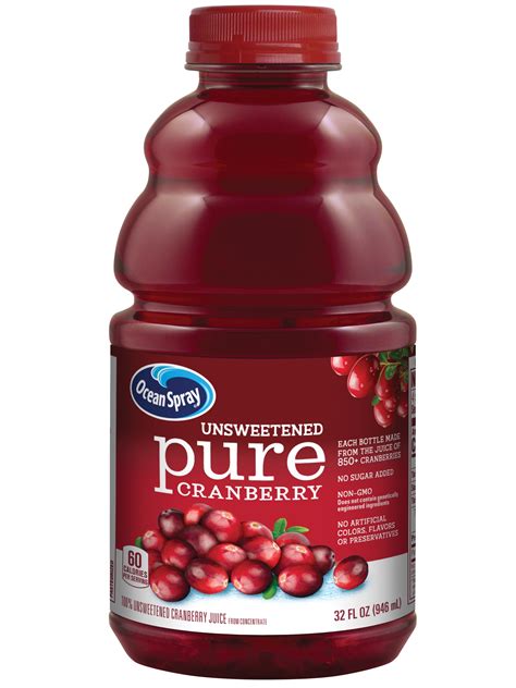 Ocean Spray Pure 100 Unsweetened Cranberry Juice 32 Fl Oz Walmart