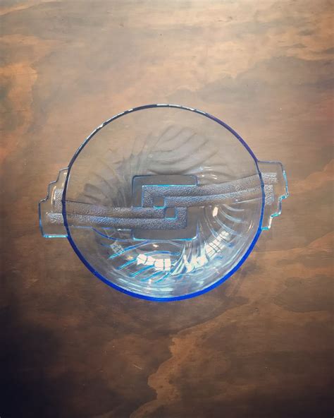 Blue Glass Art Deco Bowl Maggie Rose