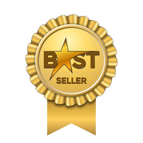 Best Seller Award Ribbon Icon Gold Red Badge Isolated White Background
