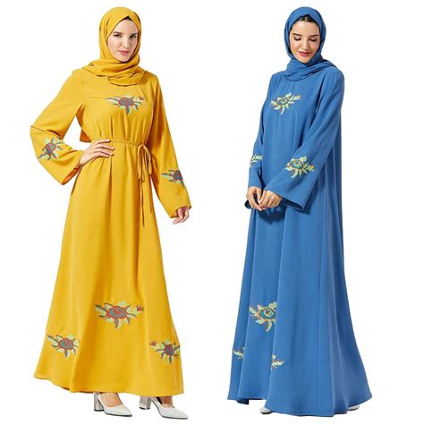 women kaftan islamic dress long sleeve arab jilbab abaya loose maxi dress muslim clothes shoes