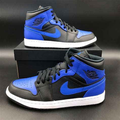 Nike Air Jordan 1 Mid Black Hyper Royal Black 554724 077 Gs And Mens