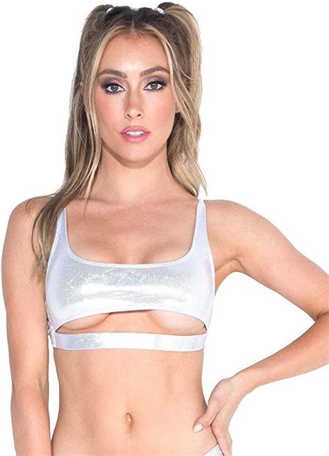 iheartraves women s underboob crop top cute cut out rave tops for festival clothing