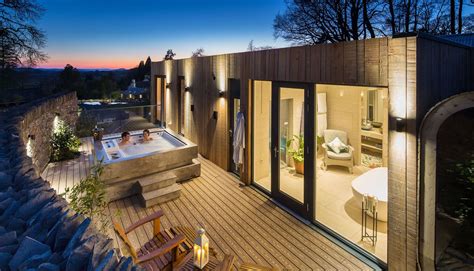 Gilpin Hotel And Lake House Spa Lodge Hot Tub At Sunset Lake District
