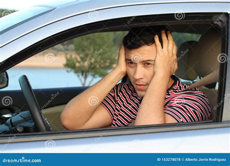 Terrified Young Male Driver Feeling Guilty Stock Photo Image Of Panic