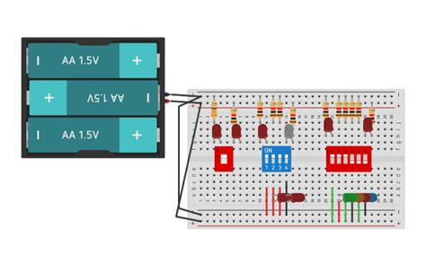 Circuit Design Led Control Using Dip Switch Tinkercad