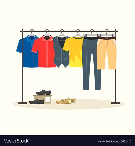 clothes racks with menswear on hangers royalty free vector