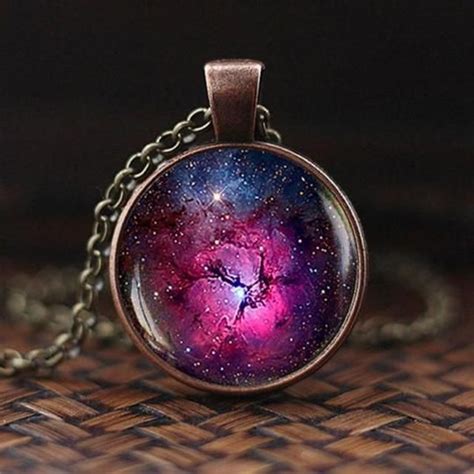 Nebula Necklace Galaxy Astronomy Pendant Solar System Jewelry Space Un