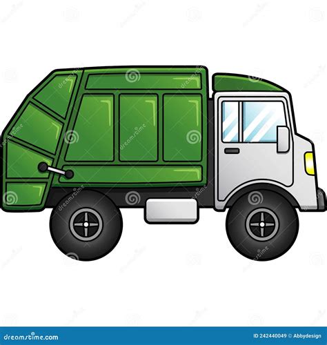 Garbage Truck Cartoon Clipart Colored Illustration Stock Vector
