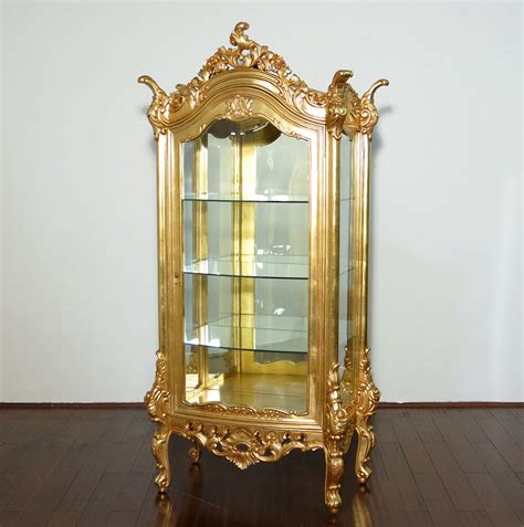 See more ideas about curio cabinet, antique curio cabinet, cabinet. Real Gold Leaf Finish Ornate Curio Cabinet Display Vitrine ...