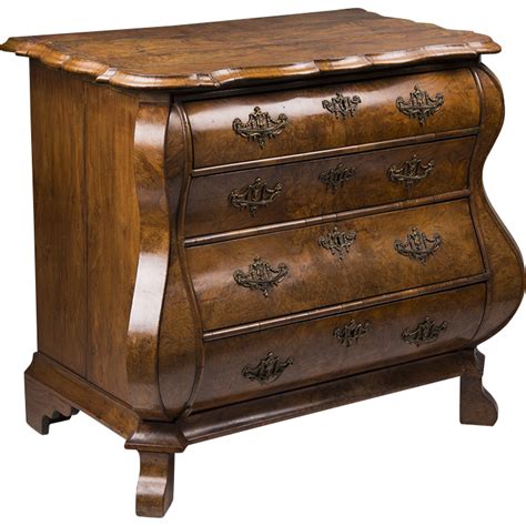 Early 19th C. Dutch Bombay Burled Walnut Commode, Baroque Style : Pia's Antique Gallery | Ruby Lane
