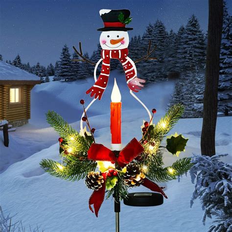 Doingart Outdoor Solar Christmas Light Decorations Led Candle Snowman