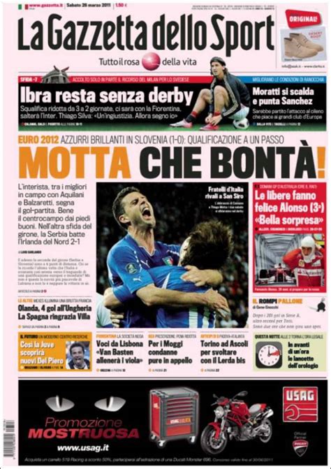 Prima pagina del corriere dello sport: Gazzetta dello Sport: Motta che bontà! - calciomercatonews.com