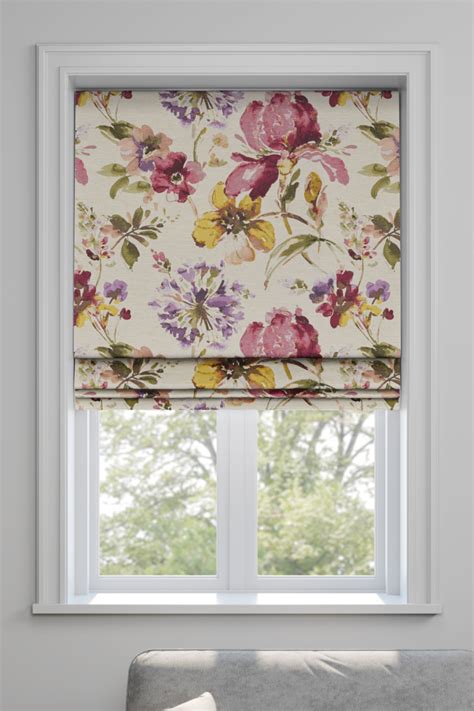 Bright Floral Roman Blind Dining Room Window Treatments Roman Blinds