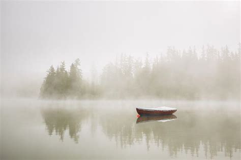 Boat On Lake At Morning Fog Gallery Corner