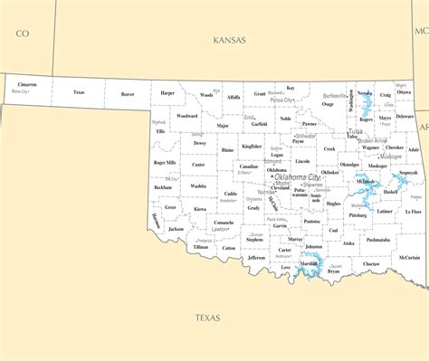 Oklahoma Map With Towns Verjaardag Vrouw 2020