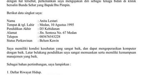 14 contoh surat lamaran kerja terbaru 2018. Contoh Surat Lamaran Pekerjaan Di Klinik Bersalin